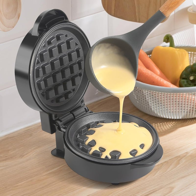 UVFAST Mini Waffles Maker, Small Waffle Irons Non-stick, Breakfast Belgian Waffles, Mini Waffle Iron Make Waffle in Minutes, Portable Pancake Maker Machine for Kid, Easy to Clean, 5 Inches Wide, Black - Image 5